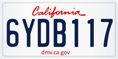 CA license plate 6YDB117