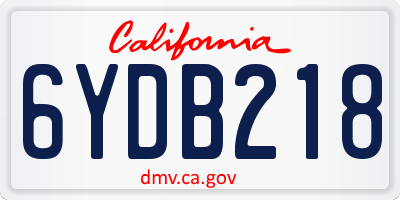 CA license plate 6YDB218