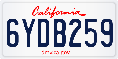 CA license plate 6YDB259
