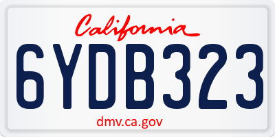 CA license plate 6YDB323