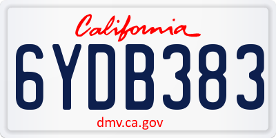 CA license plate 6YDB383