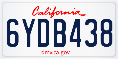 CA license plate 6YDB438