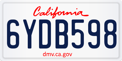 CA license plate 6YDB598