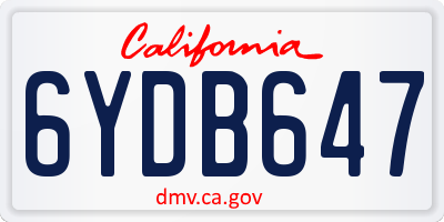 CA license plate 6YDB647