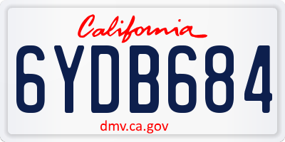 CA license plate 6YDB684
