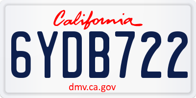 CA license plate 6YDB722