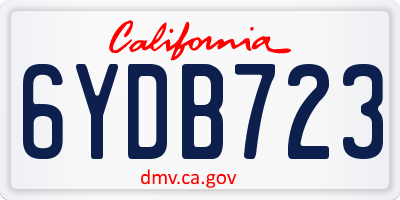 CA license plate 6YDB723