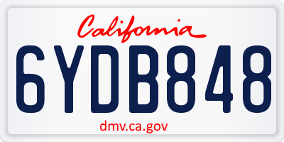 CA license plate 6YDB848