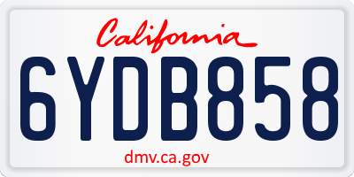 CA license plate 6YDB858