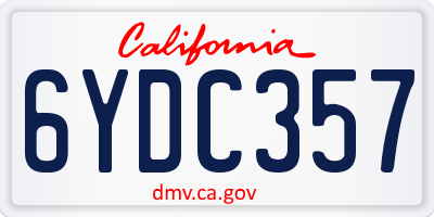 CA license plate 6YDC357