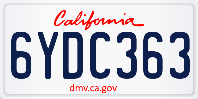 CA license plate 6YDC363