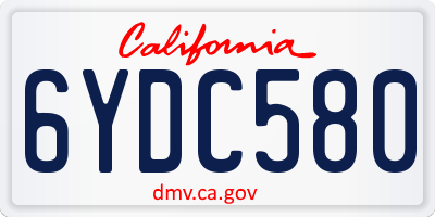 CA license plate 6YDC580