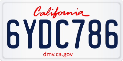 CA license plate 6YDC786
