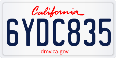 CA license plate 6YDC835