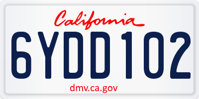 CA license plate 6YDD102