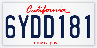 CA license plate 6YDD181