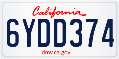 CA license plate 6YDD374
