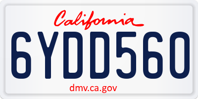 CA license plate 6YDD560
