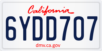 CA license plate 6YDD707