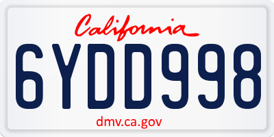 CA license plate 6YDD998