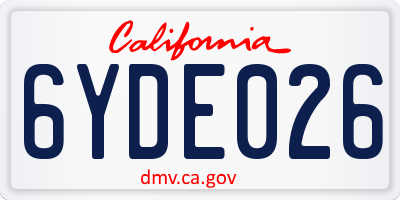 CA license plate 6YDE026