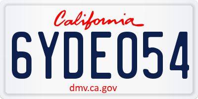 CA license plate 6YDE054