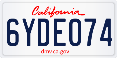 CA license plate 6YDE074