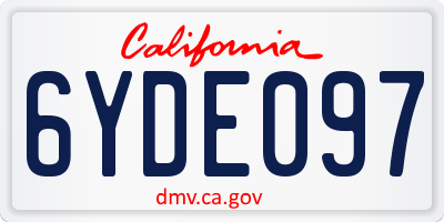 CA license plate 6YDE097