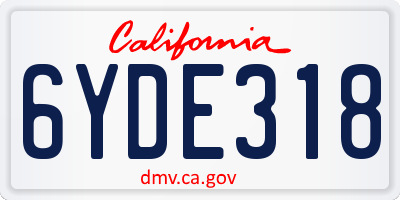 CA license plate 6YDE318