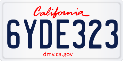 CA license plate 6YDE323