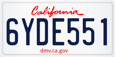 CA license plate 6YDE551