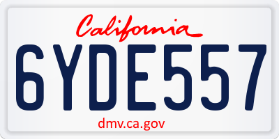 CA license plate 6YDE557