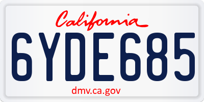 CA license plate 6YDE685