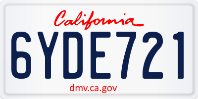 CA license plate 6YDE721