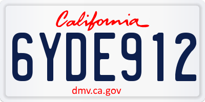 CA license plate 6YDE912