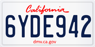 CA license plate 6YDE942