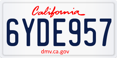 CA license plate 6YDE957