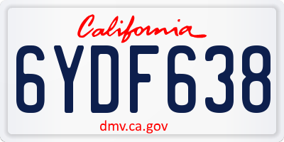 CA license plate 6YDF638