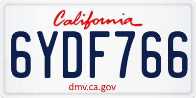 CA license plate 6YDF766