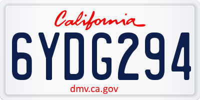 CA license plate 6YDG294