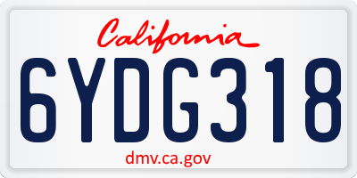CA license plate 6YDG318