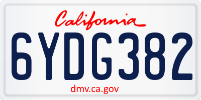 CA license plate 6YDG382