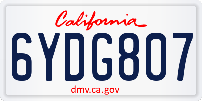 CA license plate 6YDG807