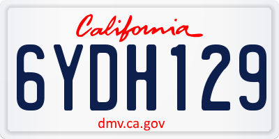 CA license plate 6YDH129