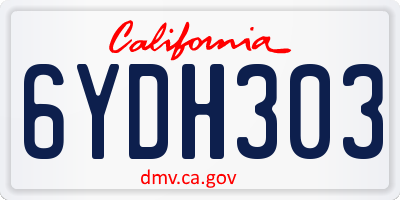 CA license plate 6YDH303