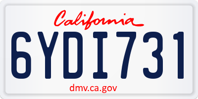CA license plate 6YDI731