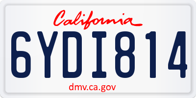 CA license plate 6YDI814