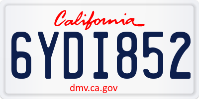CA license plate 6YDI852