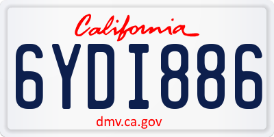 CA license plate 6YDI886