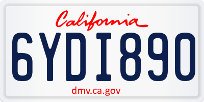 CA license plate 6YDI890